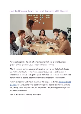 how to generate leads for small business with