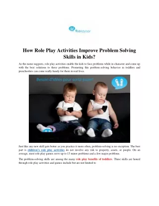 How Role Play Activities Improve Problem Solving Skills in Kids