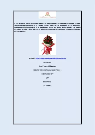 Best Flower Delivery Philippines  Sendflowersphilippines.com.ph
