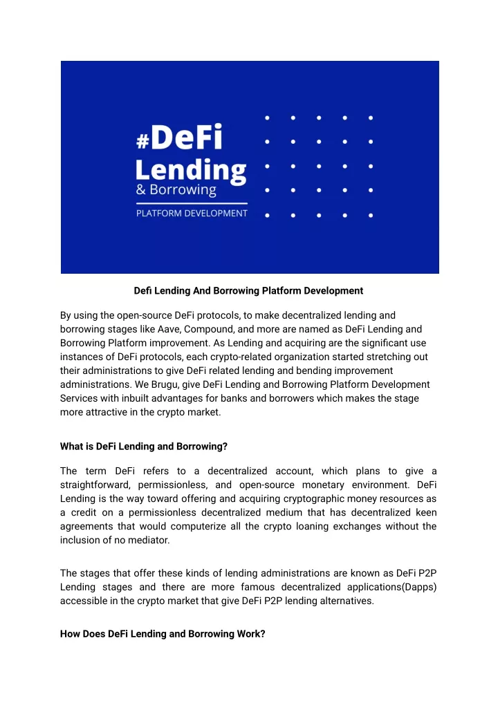 defi lending and borrowing platform development