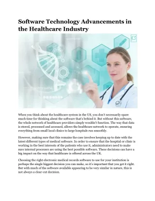 Software Technology Advancements in the Healthcare Industry