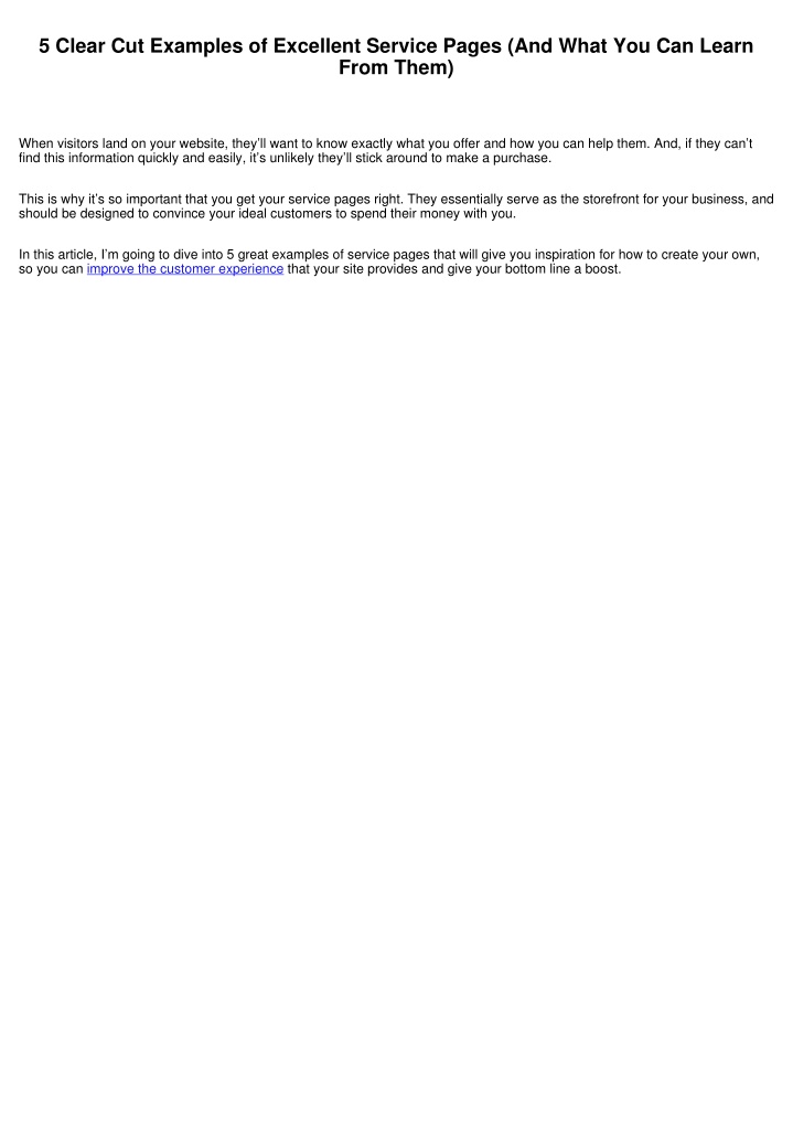 5 clear cut examples of excellent service pages