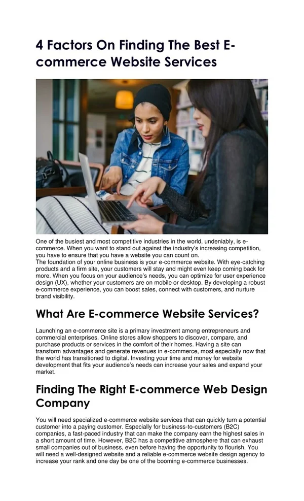 4 Factors On Finding The Best E-commerce Website Services