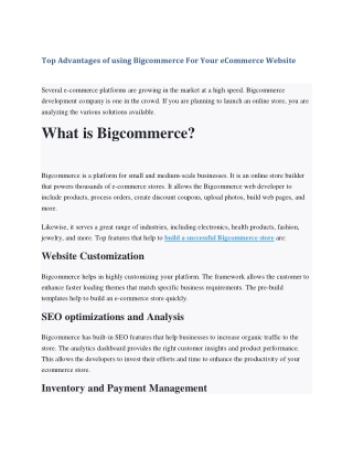 top advantages of using bigcommerce for your