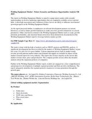 welding equipment market future scenarios