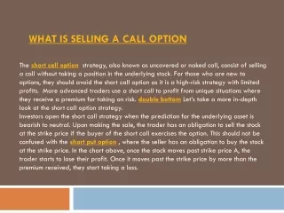 what is selling a call option