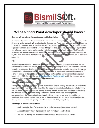 what a sharepoint developer should know