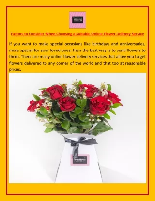 Factors to Consider When Choosing a Suitable Online Flower Delivery Service