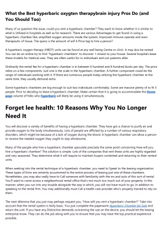 what the best hyperbaric oxygten therapybrain