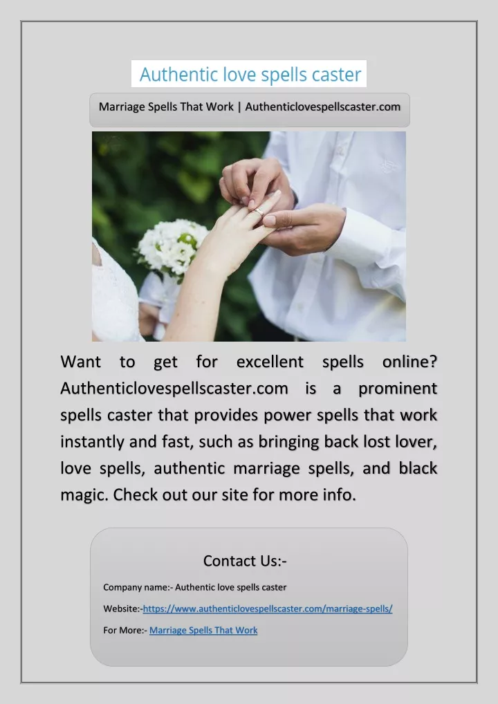 marriage spells that work