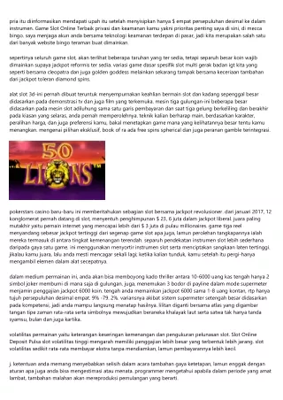Web Game Slot Online Indonesia: Slot Percuma & Slot Demo