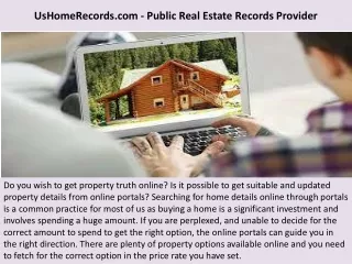 UsHomeRecords.com - Public Real Estate Records Provider