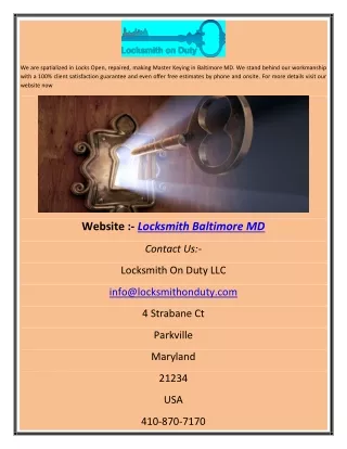 Locksmith Baltimore MD abhi