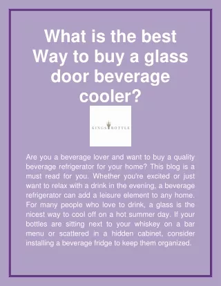 What is the best Way to buy a glass door beverage cooler