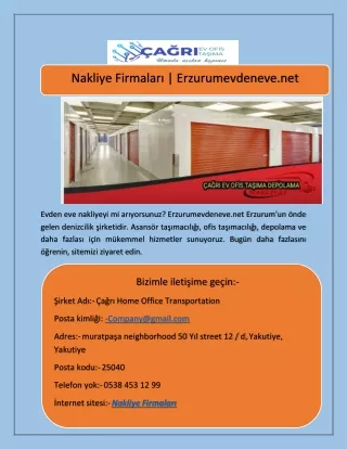 Nakliye Firmaları  Erzurumevdeneve.net