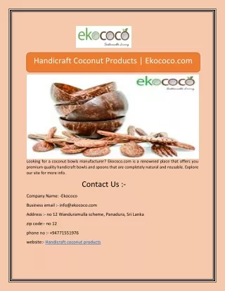 handicraft coconut products ekococo com
