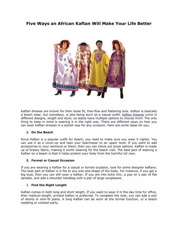 PPT - Five Ways an African Kaftan Will Make Your Life Better PowerPoint ...