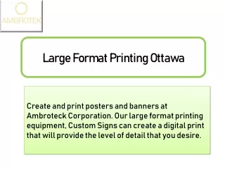 Large Format Printing Ottawa