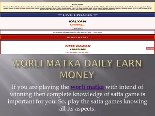 worli matka offering and earning site
