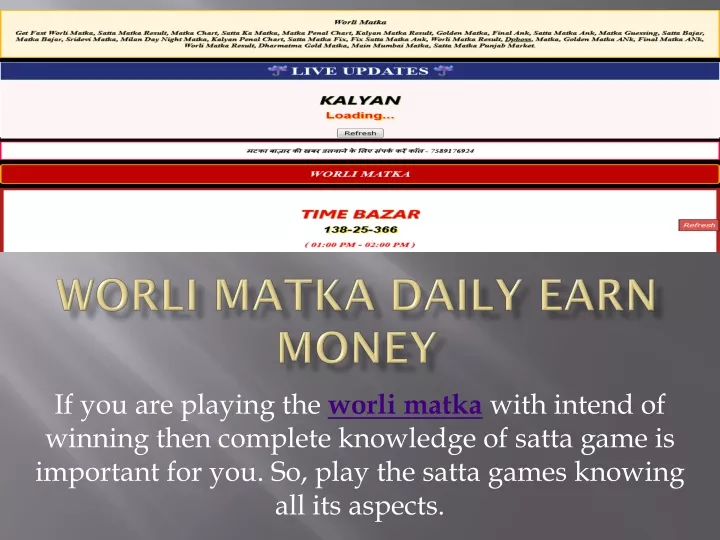 worli matka daily earn money