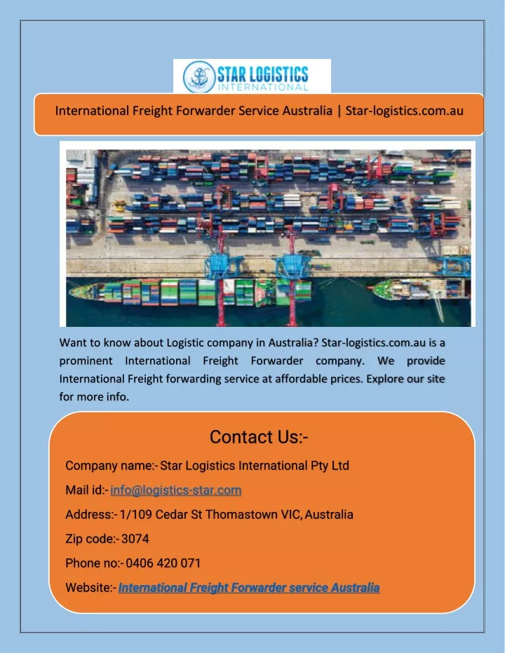 international freight forwarder service australia