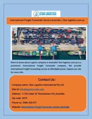 International Freight Forwarder Service Australia  Star-logistics.com.au