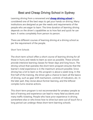 cheap driving school