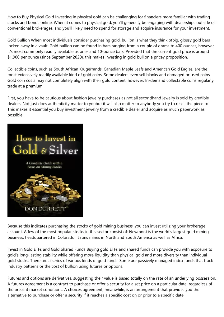 how to buy physical gold investing in physical
