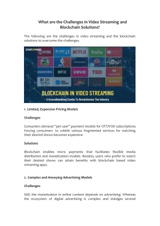 What are the Challenges in Video Streaming and Blockchain Solutions