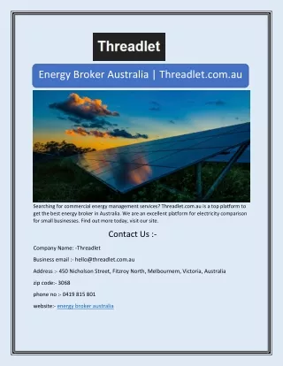 Energy Broker Australia | Threadlet.com.au