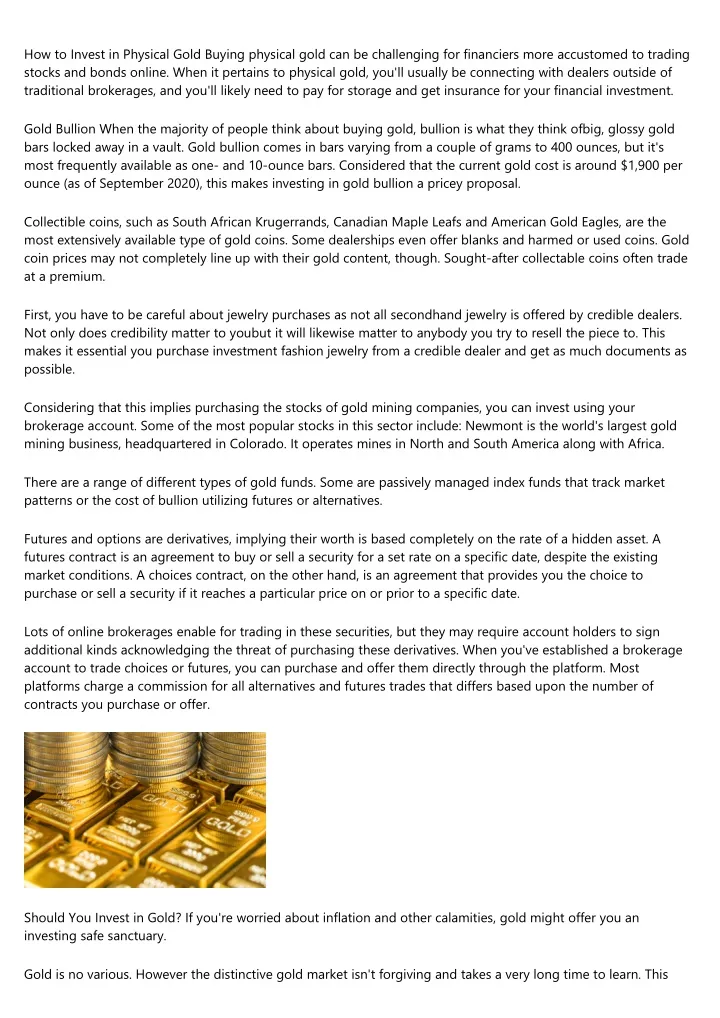 how to invest in physical gold buying physical