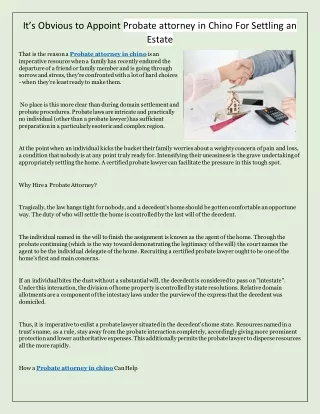 it s obvious to appoint probate attorney in chino