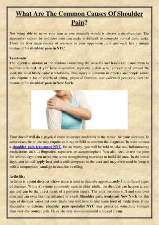 what are the common causes of shoulder pain