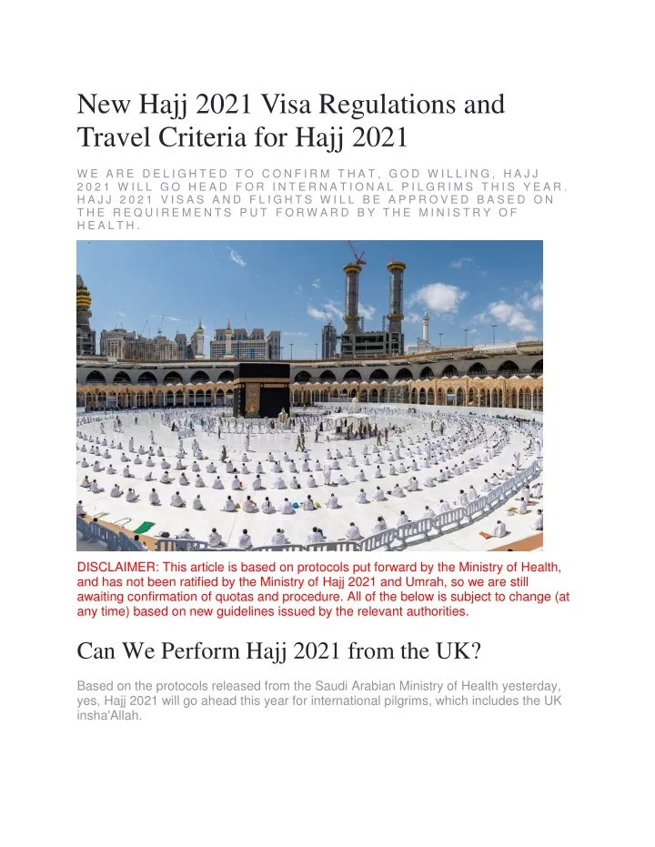 new hajj 2021 visa regulations and travel