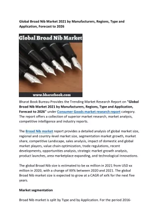 global broad nib market 2021 by manufacturers