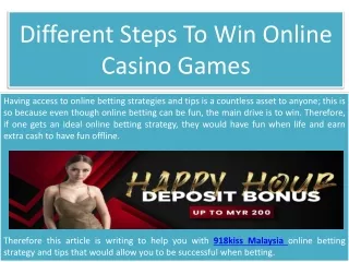 Different Steps To Win Online Casino Games