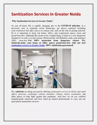 sanitization services in greater noida