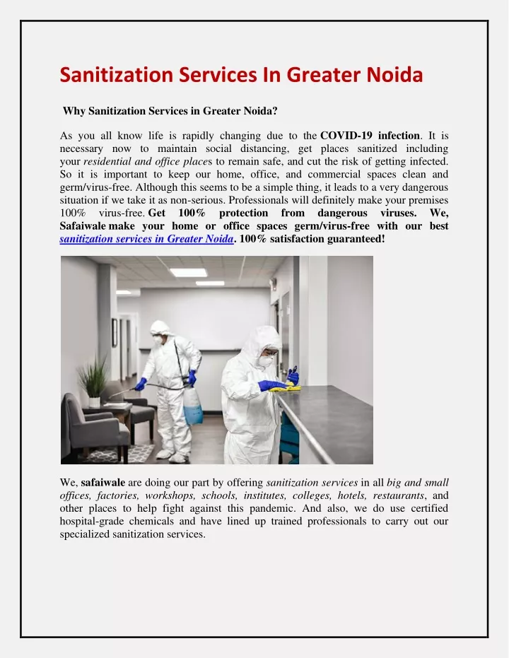 sanitization services in greater noida