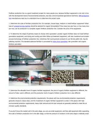 How to determine the project scale of fertilizer production line
