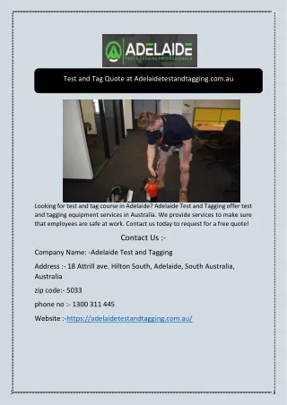 test and tag quote at adelaidetestandtagging