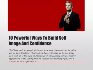 10 Powerful Ways To Build Self Image And