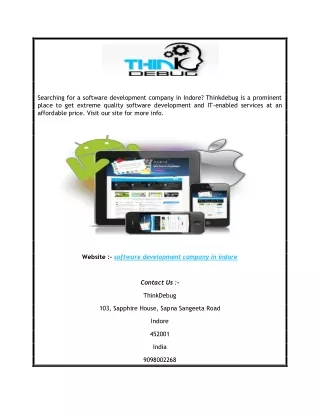 Software Development Company in Indore  Thinkdebug.com