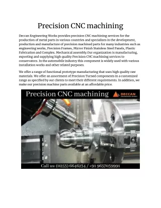 Precision CNC Machining in India