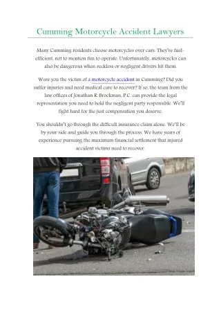 Cumming Motorcycle Accident Lawyers
