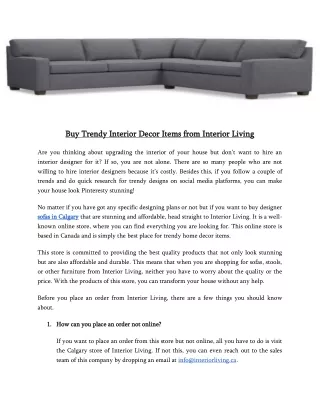 Buy Trendy Interior Decor Items from Interior Living