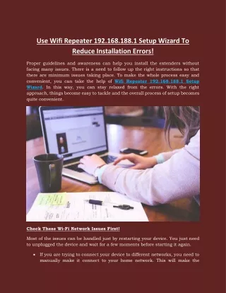 use wifi repeater 192 168 188 1 setup wizard