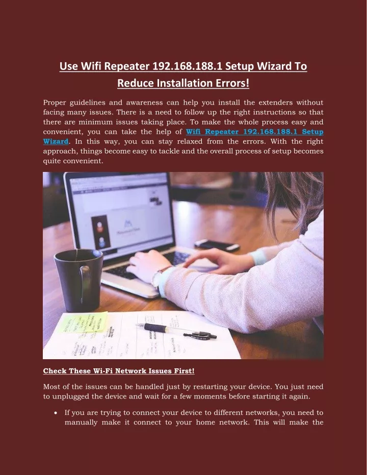 use wifi repeater 192 168 188 1 setup wizard