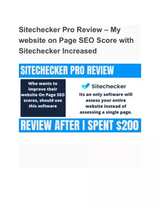 Sitechecker Pro Review – My website on Page SEO Score with Sitechecker