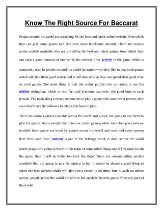 know the right source for baccarat