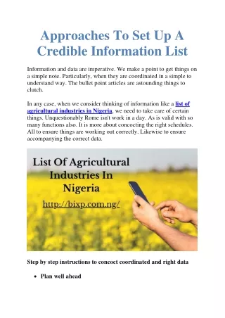 approaches to set up a credible information list